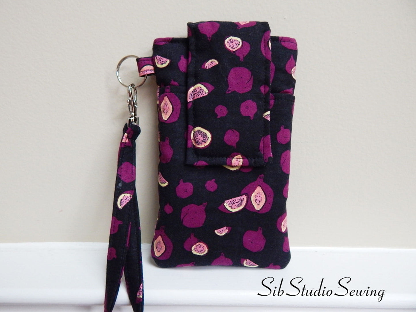 Figs Smartphone Wristlet: Foodie Phone Accessory with Key Ring, Fits iPhone 17, Phones up to 6.5" x 3.25", Pocket