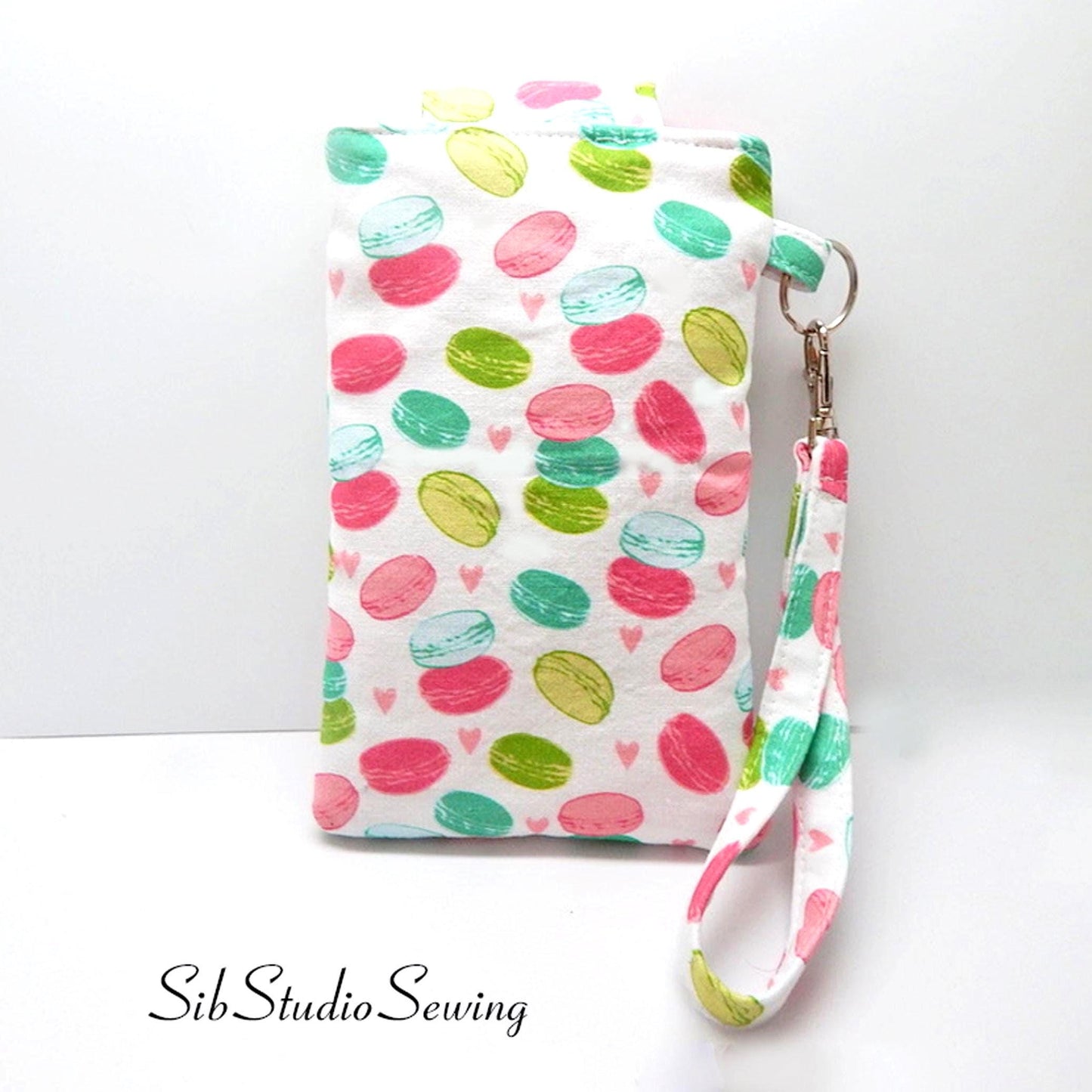 Macarons Phone Wristlet, Fits iPhone 17, phones up to 6.5" x 3.25", Key Ring, Pocket