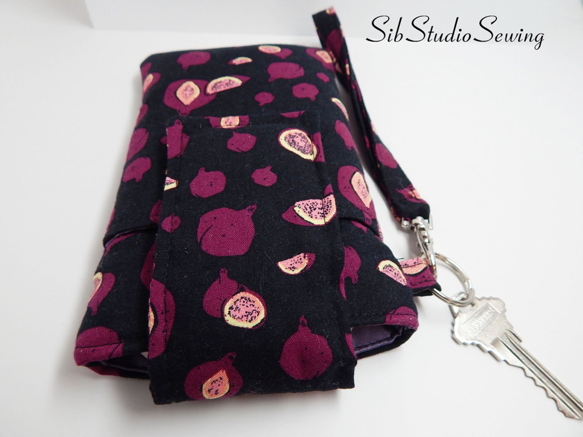 Figs Smartphone Wristlet: Foodie Phone Accessory with Key Ring, Fits iPhone 17, Phones up to 6.5" x 3.25", Pocket