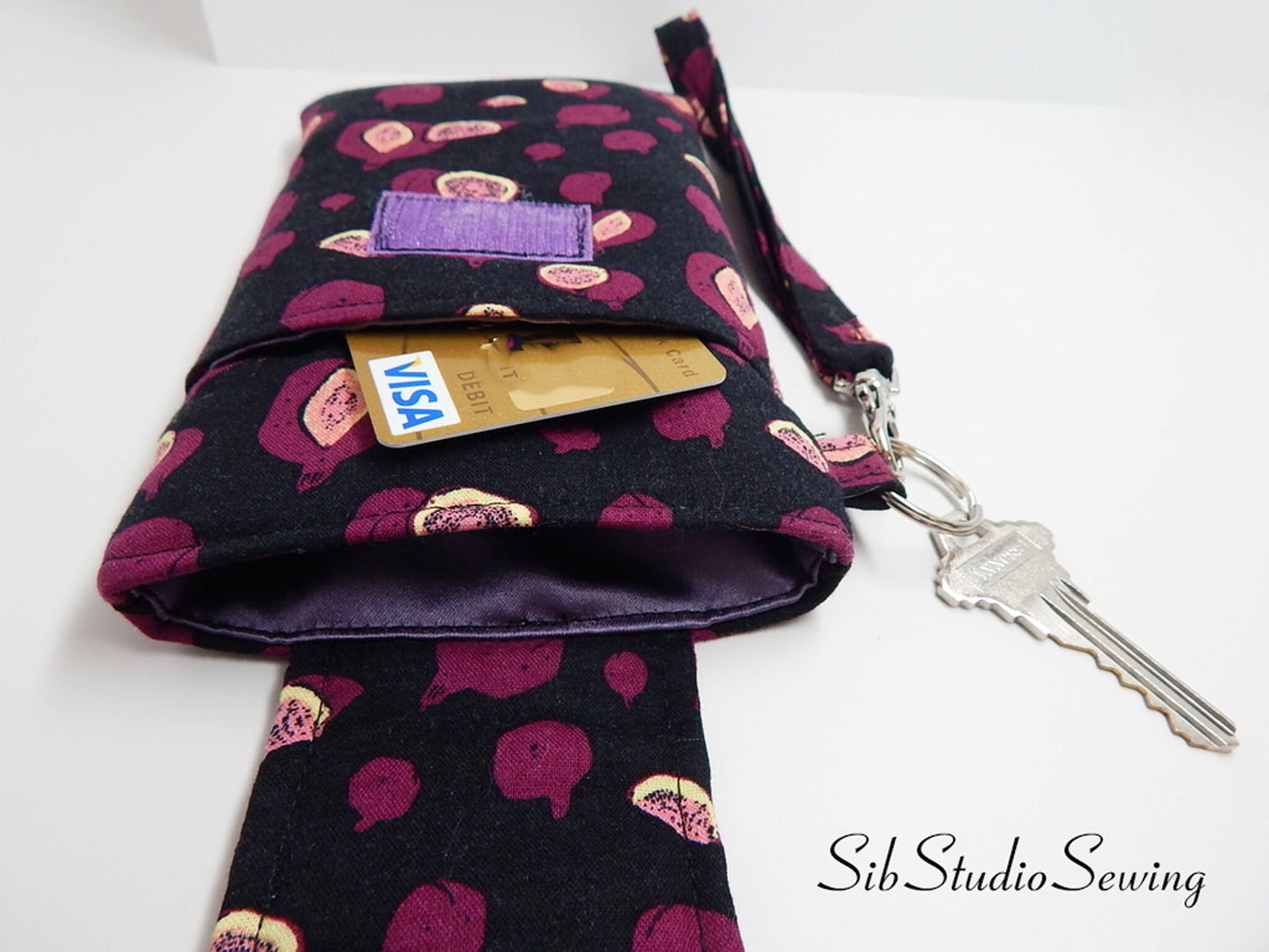 Figs Smartphone Wristlet: Foodie Phone Accessory with Key Ring, Fits iPhone 17, Phones up to 6.5" x 3.25", Pocket