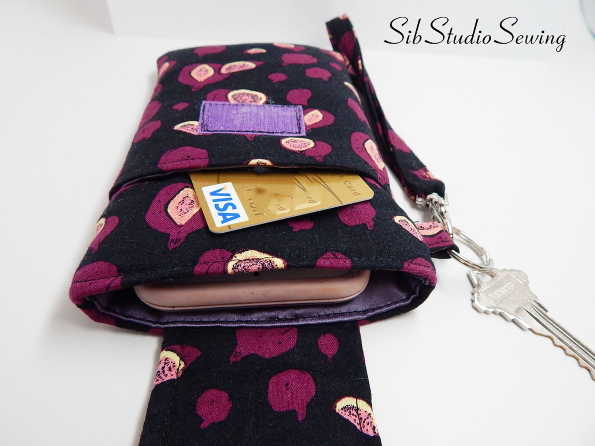 Figs Smartphone Wristlet: Foodie Phone Accessory with Key Ring, Fits iPhone 17, Phones up to 6.5" x 3.25", Pocket