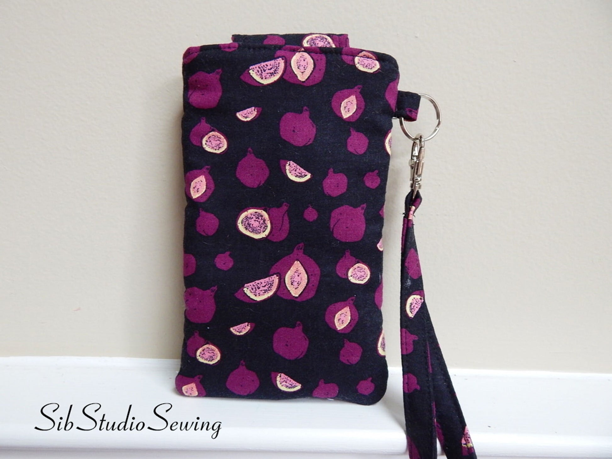 Figs Smartphone Wristlet: Foodie Phone Accessory with Key Ring, Fits iPhone 17, Phones up to 6.5" x 3.25", Pocket