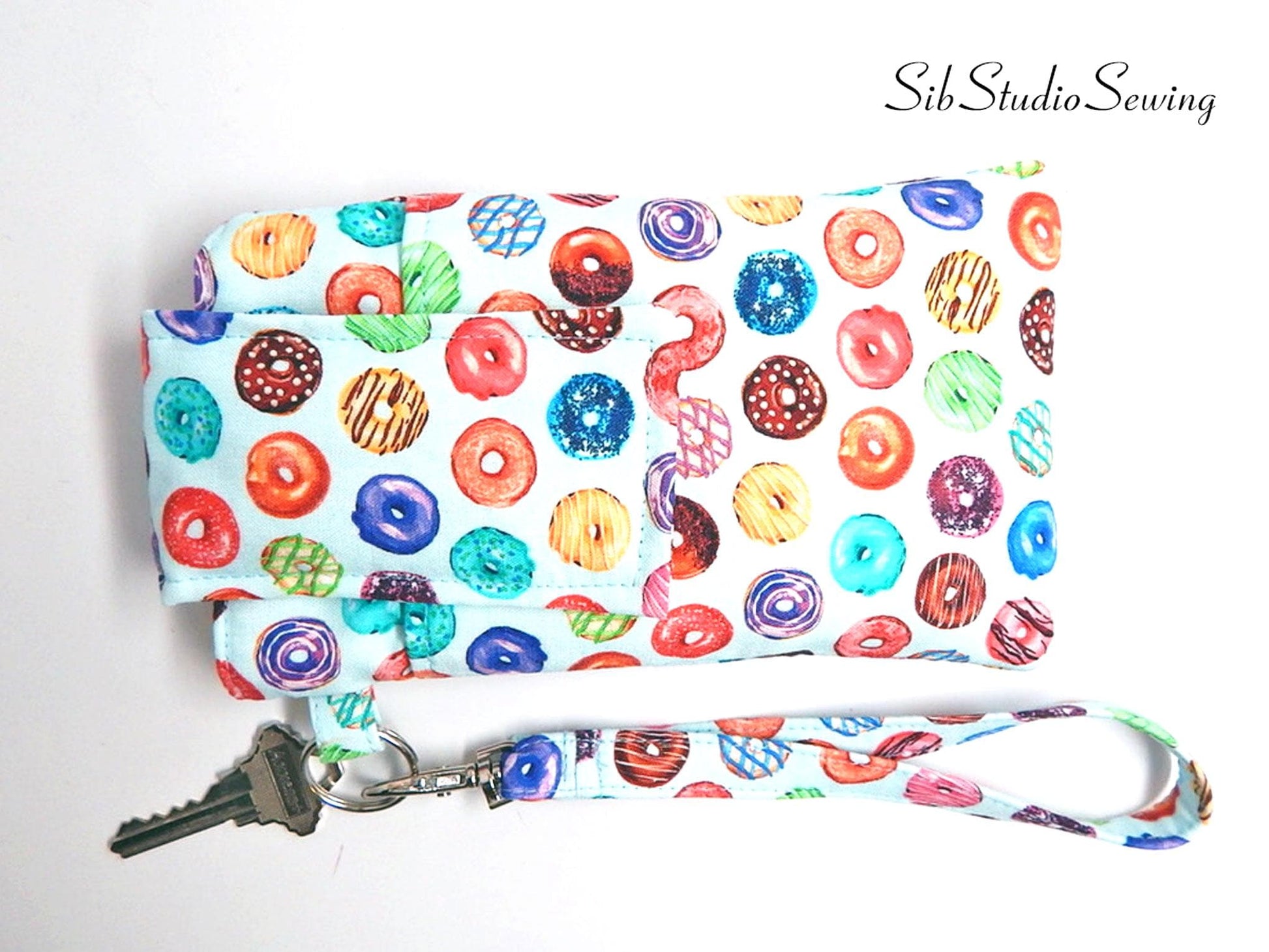 Donuts Smartphone Wristlet: iPhone 17, 16, Phones up to 6.5" x 3.25", Key Ring, Pocket