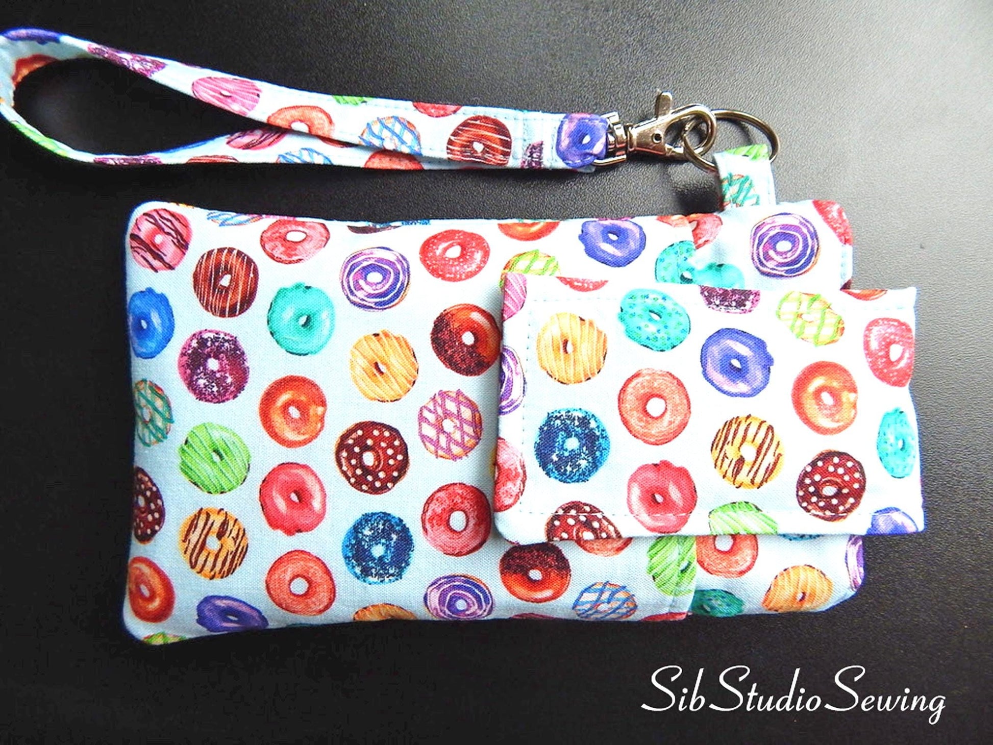 Donuts Smartphone Wristlet: iPhone 17, 16, Phones up to 6.5" x 3.25", Key Ring, Pocket