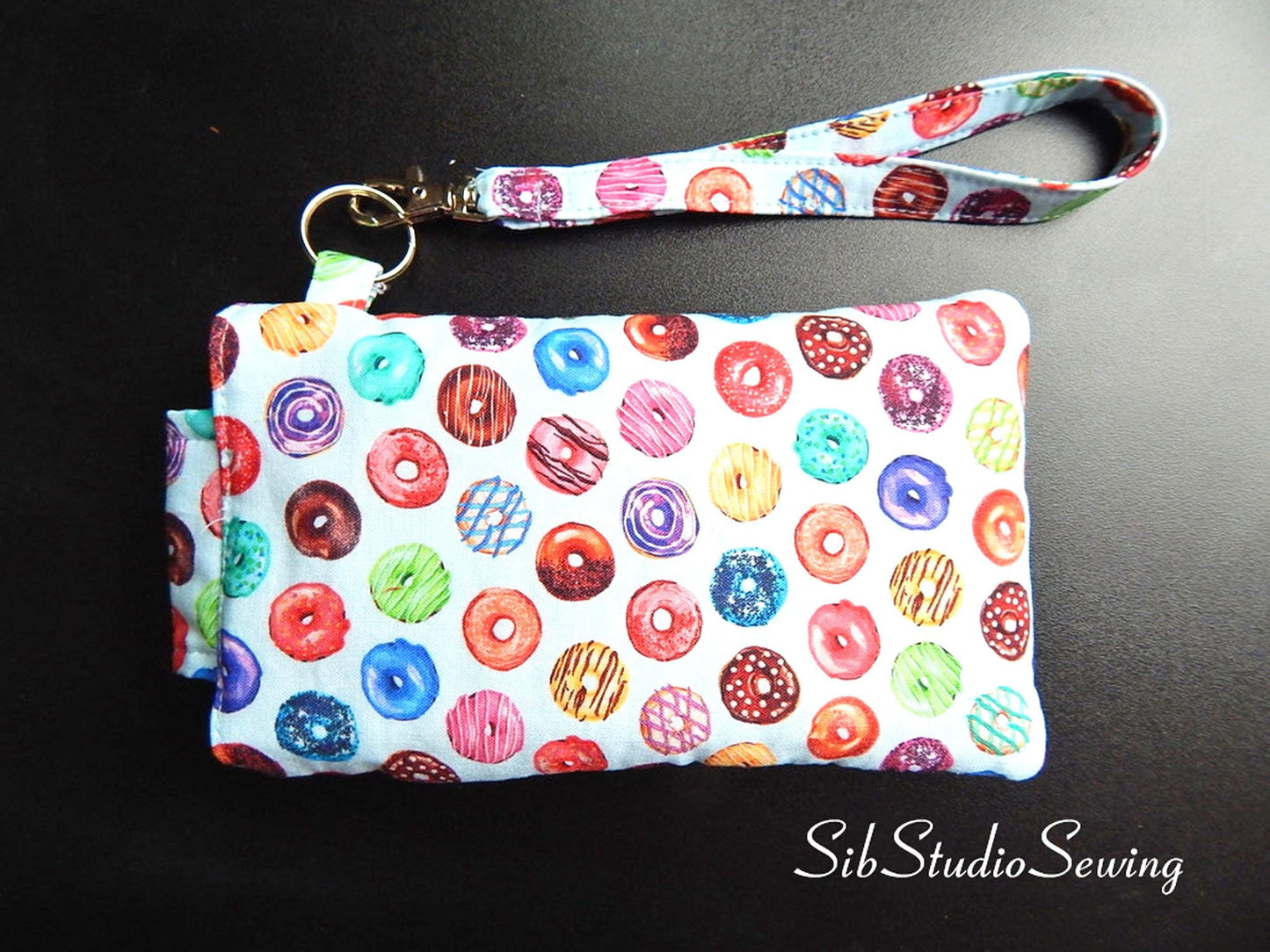 Donuts Smartphone Wristlet: iPhone 17, 16, Phones up to 6.5" x 3.25", Key Ring, Pocket