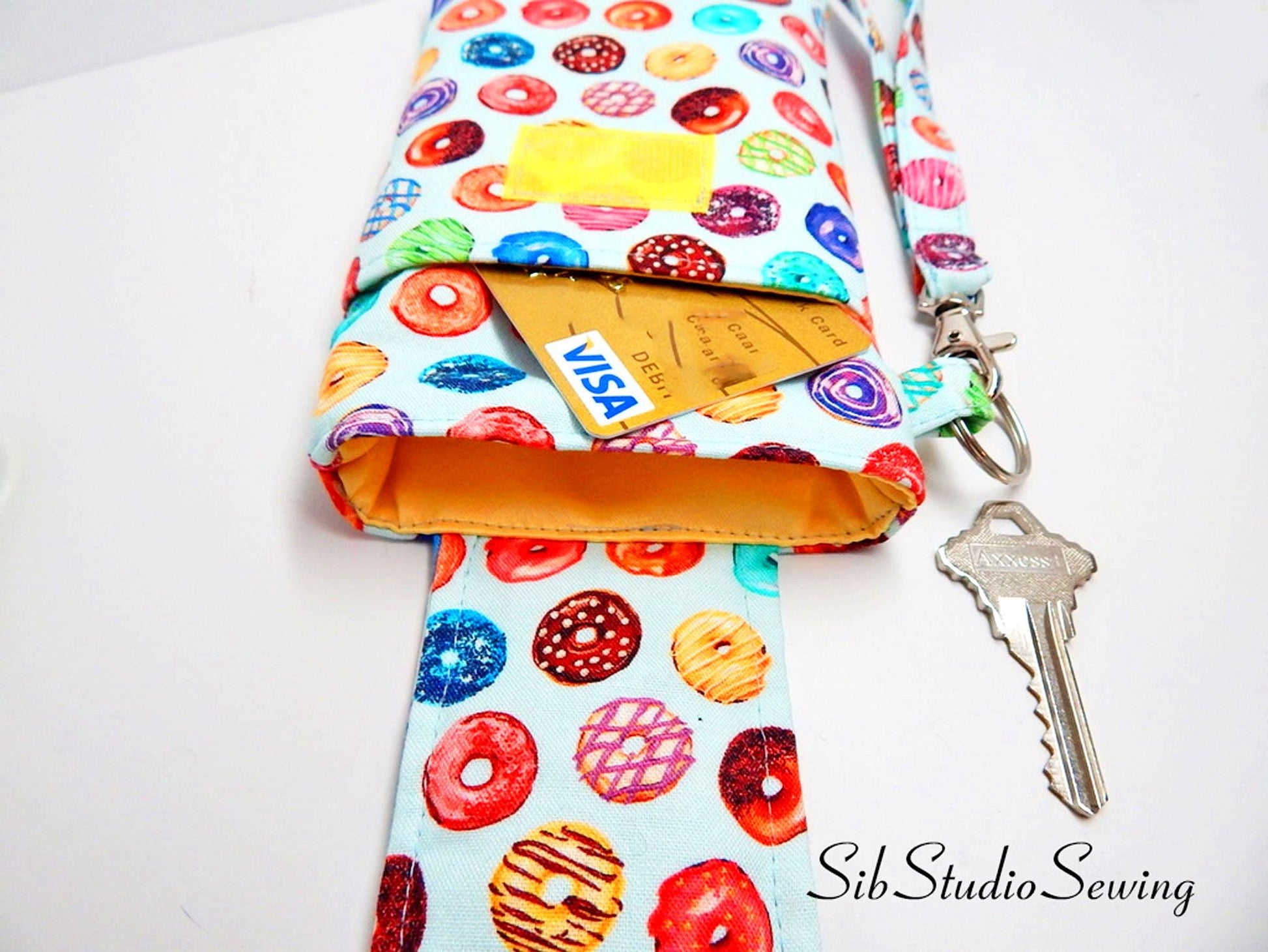 Donuts Smartphone Wristlet: iPhone 17, 16, Phones up to 6.5" x 3.25", Key Ring, Pocket