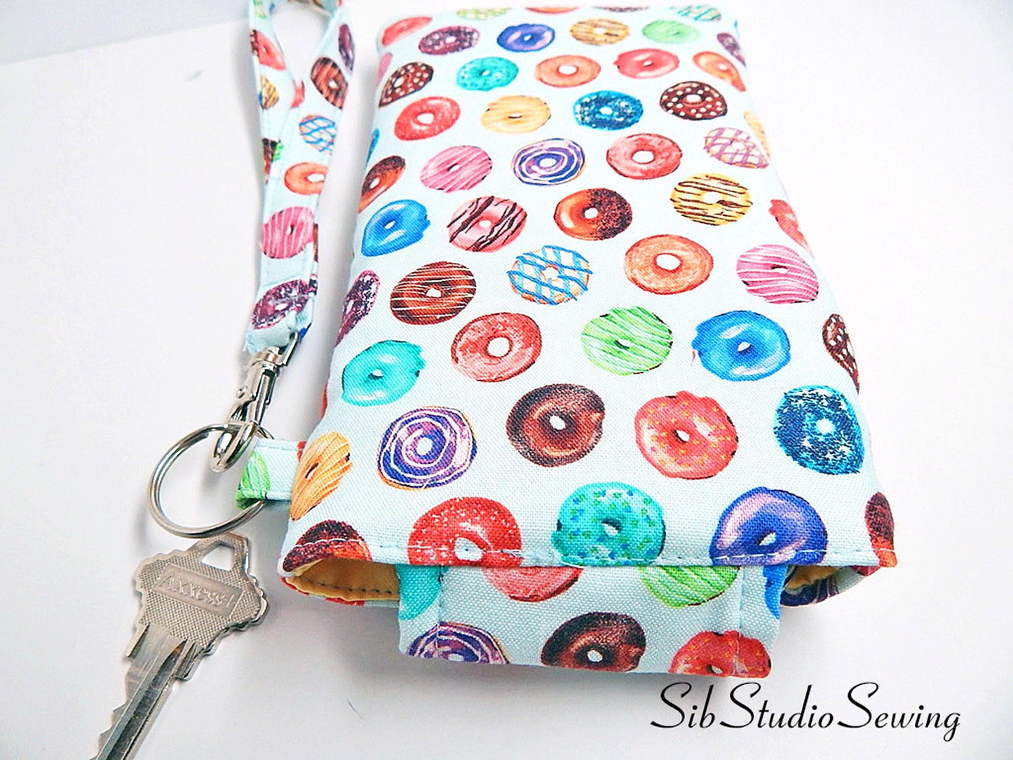 Donuts Smartphone Wristlet: iPhone 17, 16, Phones up to 6.5" x 3.25", Key Ring, Pocket