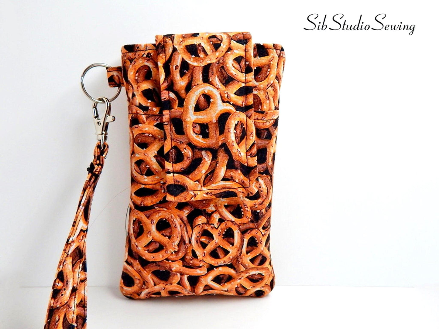 Pretzels Print Smartphone Wristlet: iPhone 17, 16, Phones up to 6.25" x 3.25", Key Ring, Pocket