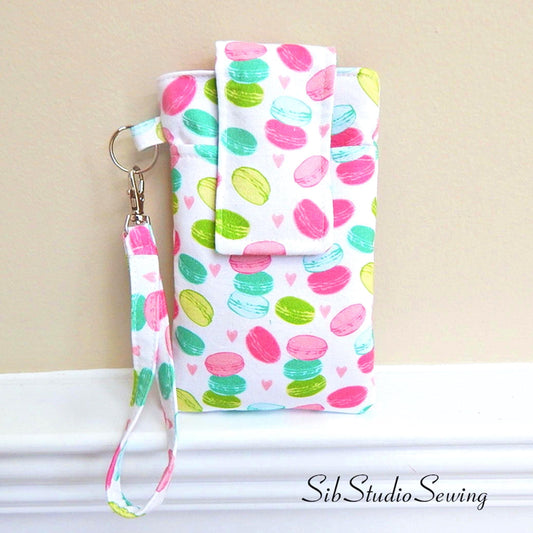 Macarons Phone Wristlet, Fits iPhone 17, phones up to 6.5" x 3.25", Key Ring, Pocket