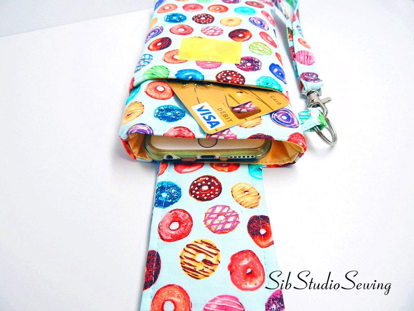 Donuts Smartphone Wristlet: iPhone 17, 16, Phones up to 6.5" x 3.25", Key Ring, Pocket
