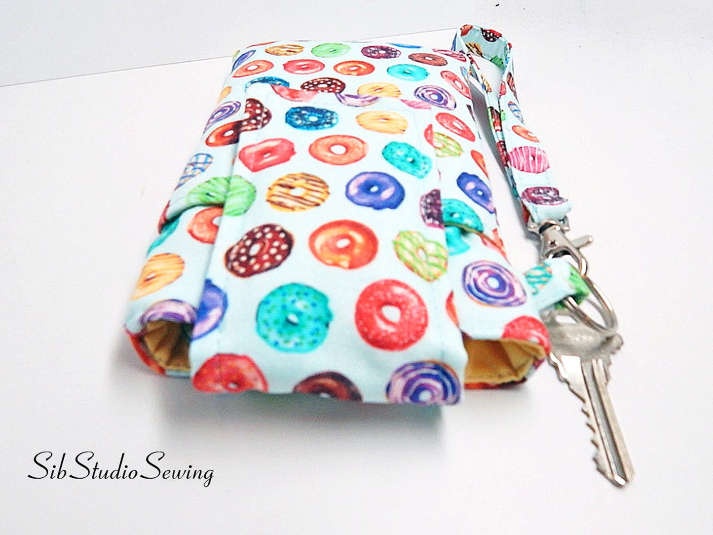 Donuts Smartphone Wristlet: iPhone 17, 16, Phones up to 6.5" x 3.25", Key Ring, Pocket