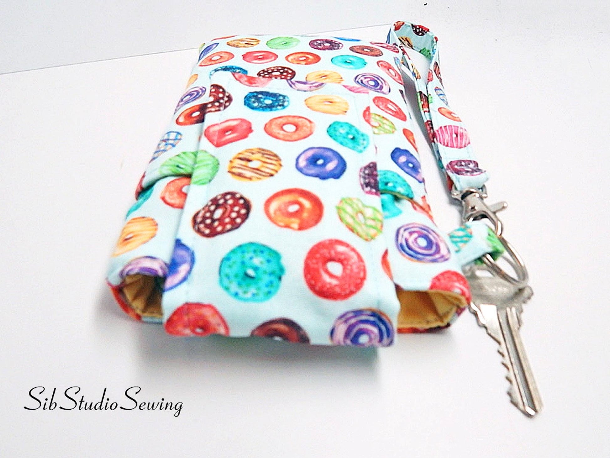 Donuts Smartphone Wristlet: iPhone 17, 16, Phones up to 6.5" x 3.25", Key Ring, Pocket