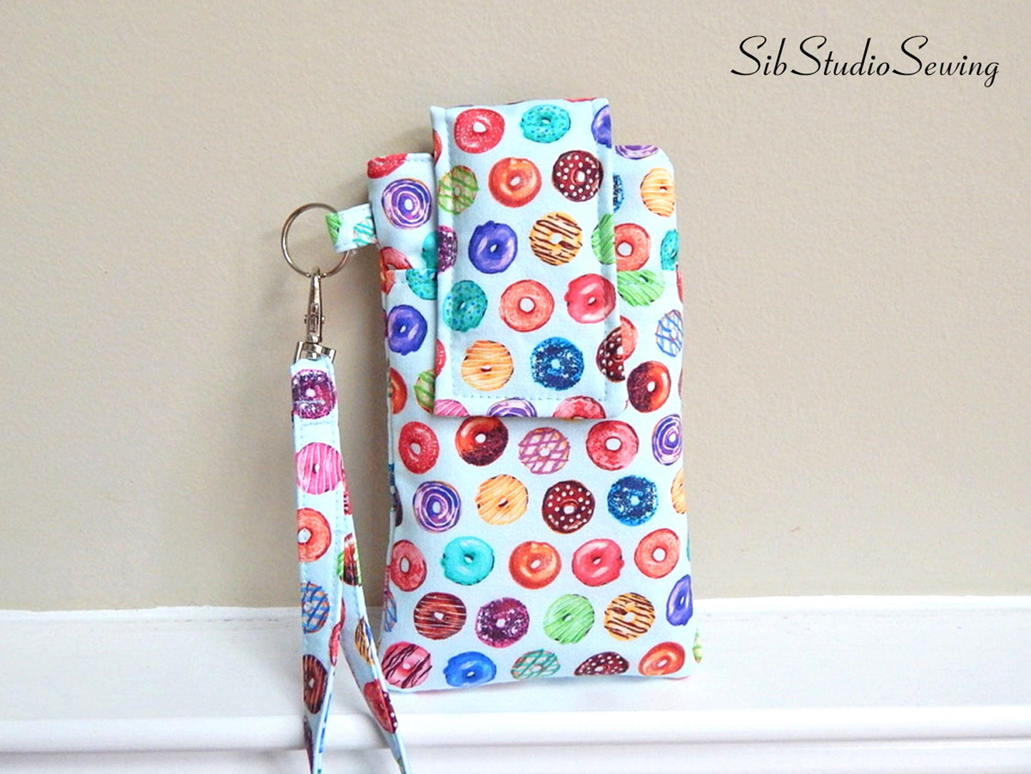 Donuts Smartphone Wristlet: iPhone 17, 16, Phones up to 6.5" x 3.25", Key Ring, Pocket