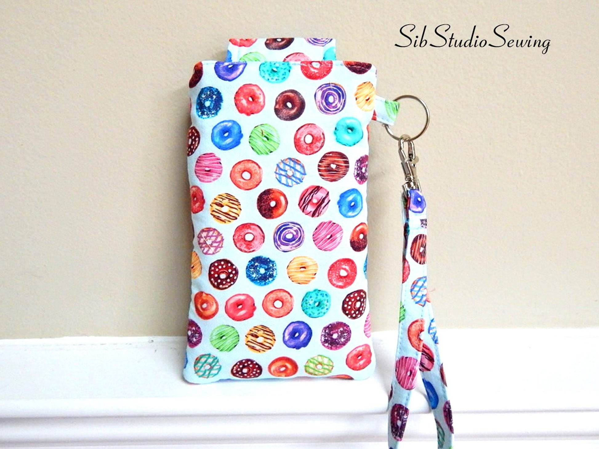 Donuts Smartphone Wristlet: iPhone 17, 16, Phones up to 6.5" x 3.25", Key Ring, Pocket