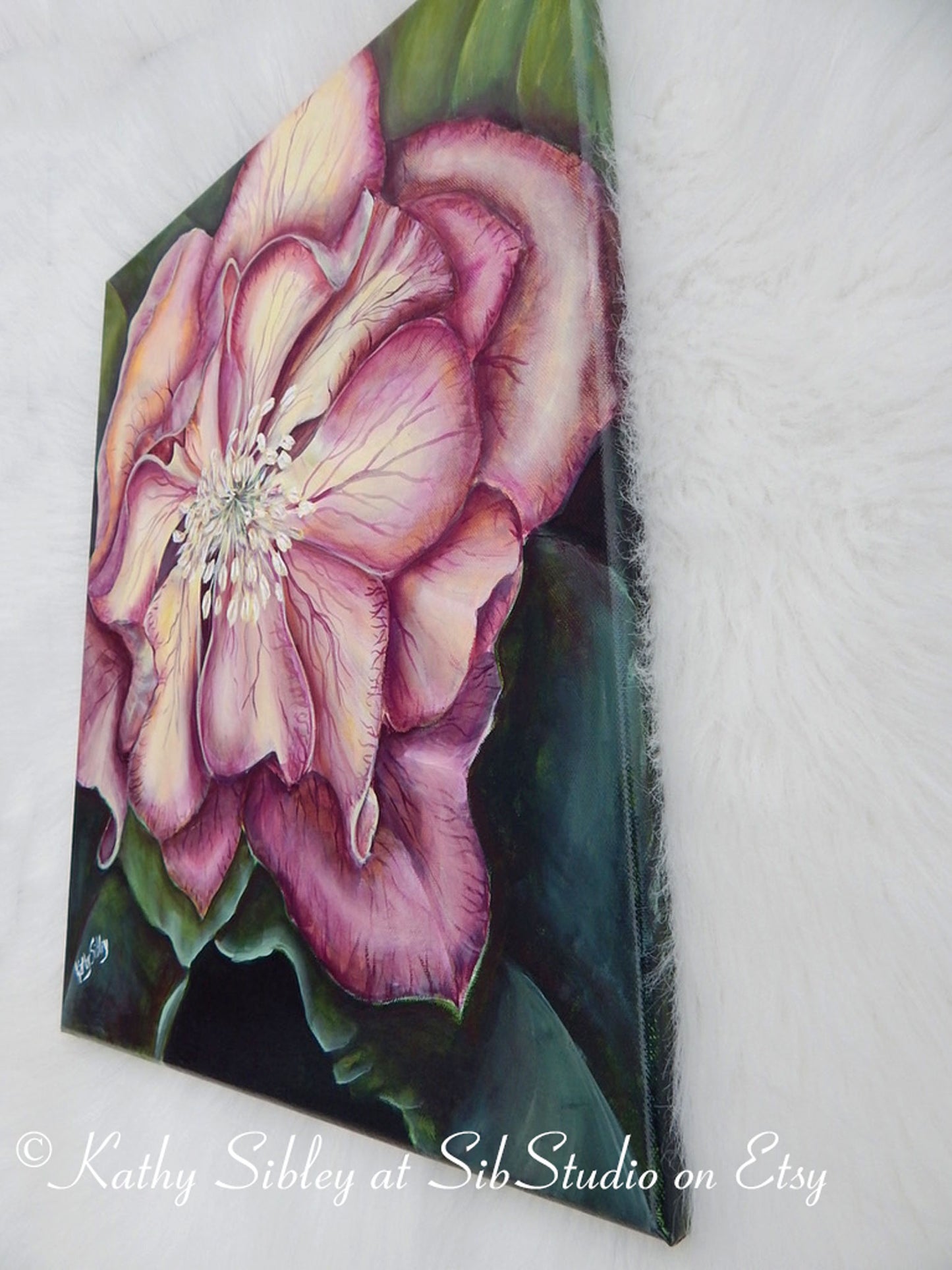 Purple Hellebore Painting, Original Acrylic Painting, 16 x 20 inches Canvas, Hellebore Wall Decor, Spring Flower Wall Art, Hellebore Decor