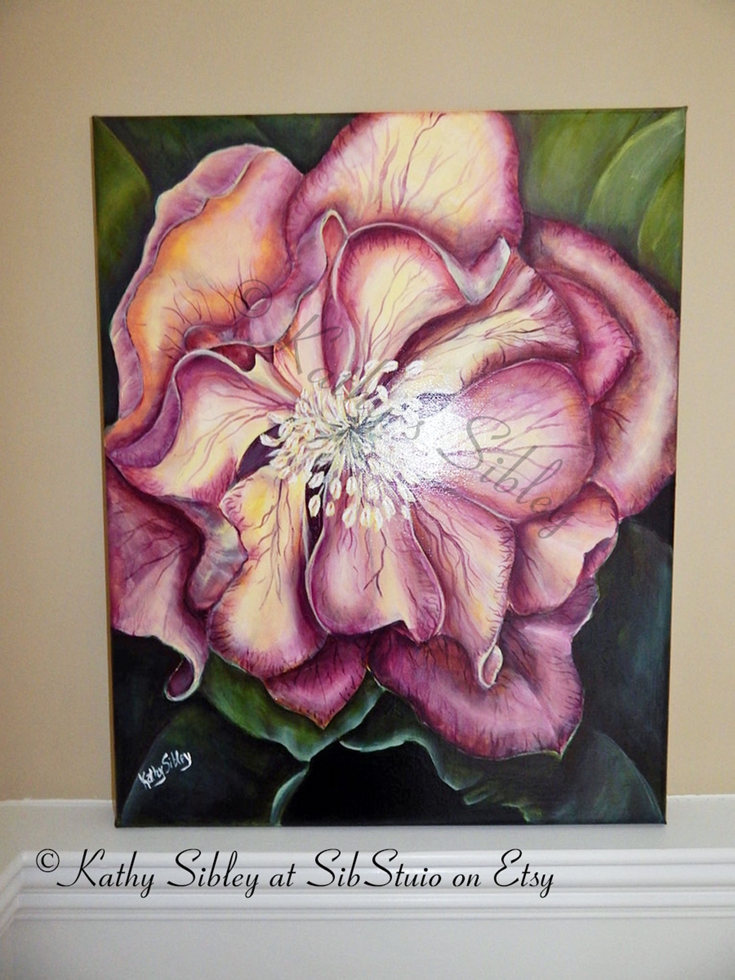 Purple Hellebore Painting, Original Acrylic Painting, 16 x 20 inches Canvas, Hellebore Wall Decor, Spring Flower Wall Art, Hellebore Decor