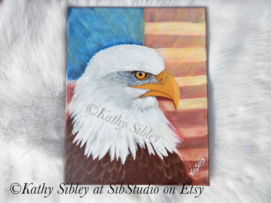 Eagle Patriot Painting, Original Acrylic Painting, 16 x 20 inches Canvas, Eagle Artwork, MAGA Eagle Painting, Old Glory Eagle Wall Decor