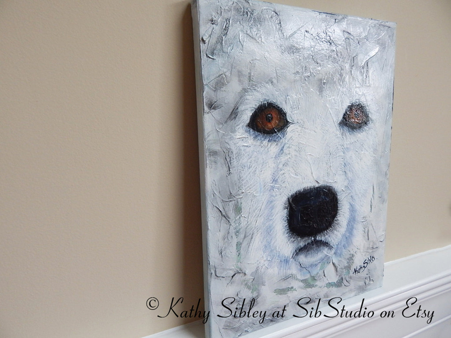 Arctic Wolf Painting, Original Acrylic Painting, 12 x 16 inches, Gallery Wrapped Canvas, Snow Wolf Wall Art, Arctic Animal Painting