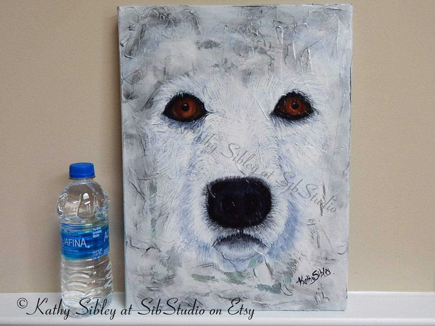 Arctic Wolf Painting, Original Acrylic Painting, 12 x 16 inches, Gallery Wrapped Canvas, Snow Wolf Wall Art, Arctic Animal Painting