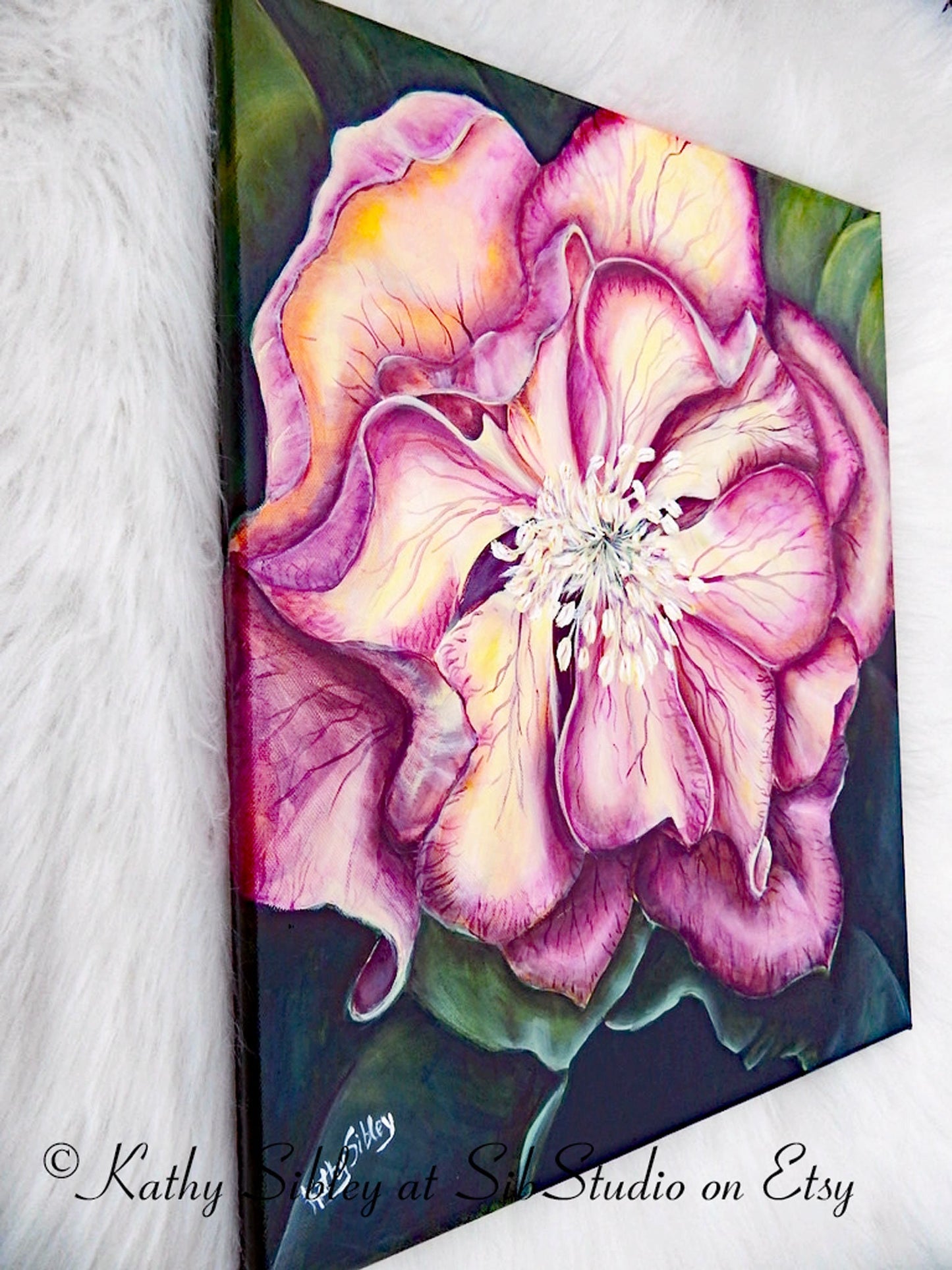 Purple Hellebore Painting, Original Acrylic Painting, 16 x 20 inches Canvas, Hellebore Wall Decor, Spring Flower Wall Art, Hellebore Decor