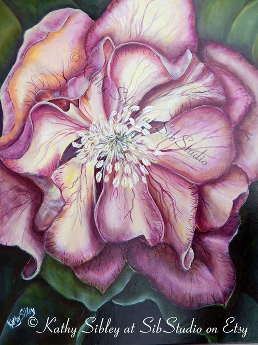 Purple Hellebore Painting, Original Acrylic Painting, 16 x 20 inches Canvas, Hellebore Wall Decor, Spring Flower Wall Art, Hellebore Decor