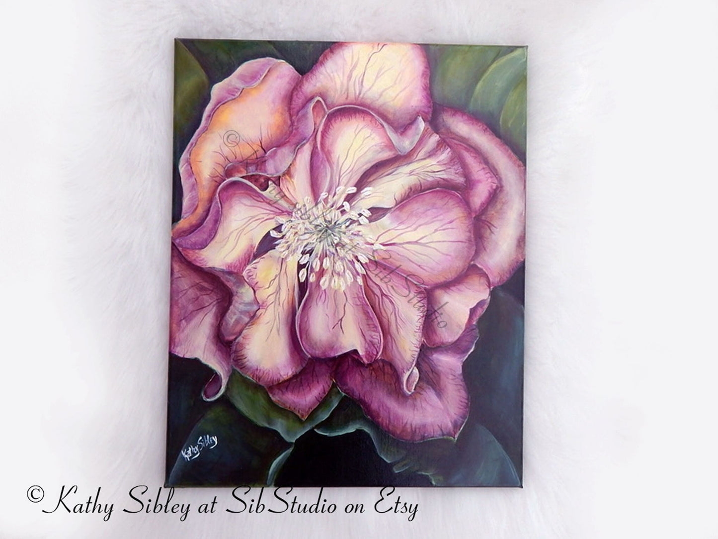 Purple Hellebore Painting, Original Acrylic Painting, 16 x 20 inches Canvas, Hellebore Wall Decor, Spring Flower Wall Art, Hellebore Decor