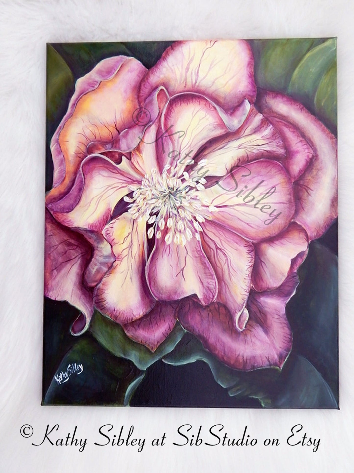 Purple Hellebore Painting, Original Acrylic Painting, 16 x 20 inches Canvas, Hellebore Wall Decor, Spring Flower Wall Art, Hellebore Decor